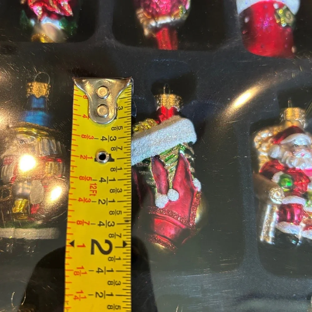 Macy's Holiday Lane Colorful Glass Ornaments Mini Molds Figures Set of 12